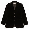 Giacca blazer in velluto a 3 bottoni vintage da donna UK 14 media nera