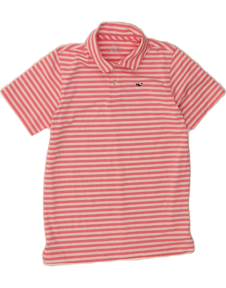 VINEYARD VINES Womens Polo Shirt UK 8/10 Small Pink Striped Polyester Vintage Vineyard Vines and Second-Hand Vineyard Vines from Messina Hembry 