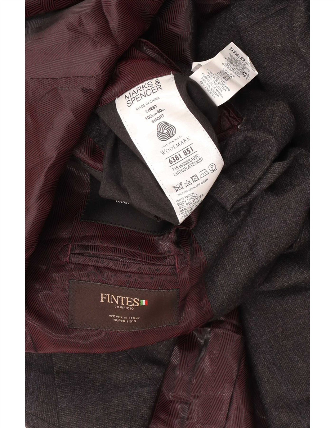 Giacca blazer a 2 bottoni da uomo Marks & Spencer UK 40 lana grigio medio
