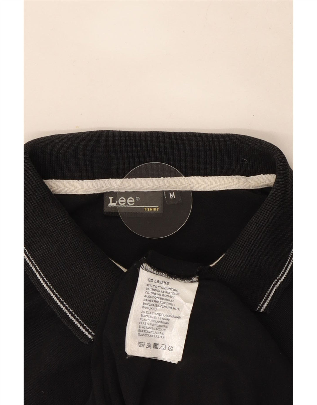 Polo Lee da uomo a maniche lunghe in cotone nero medio