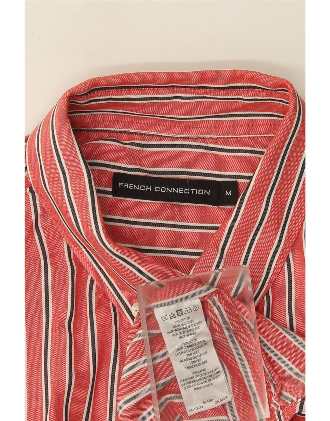 FRENCH CONNECTION Camicia da uomo in cotone a righe rosse medie