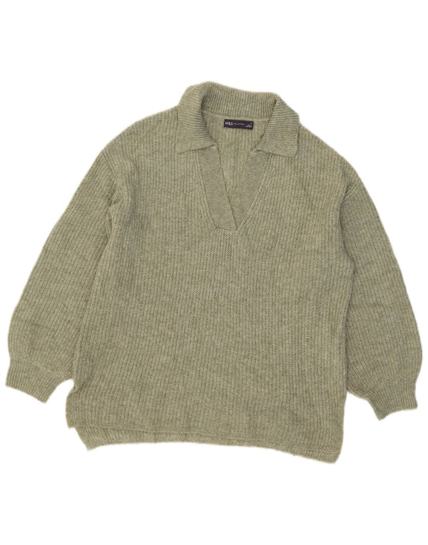Maglione da donna Marks & Spencer con collo a polo UK 12 Acrilico kaki medio