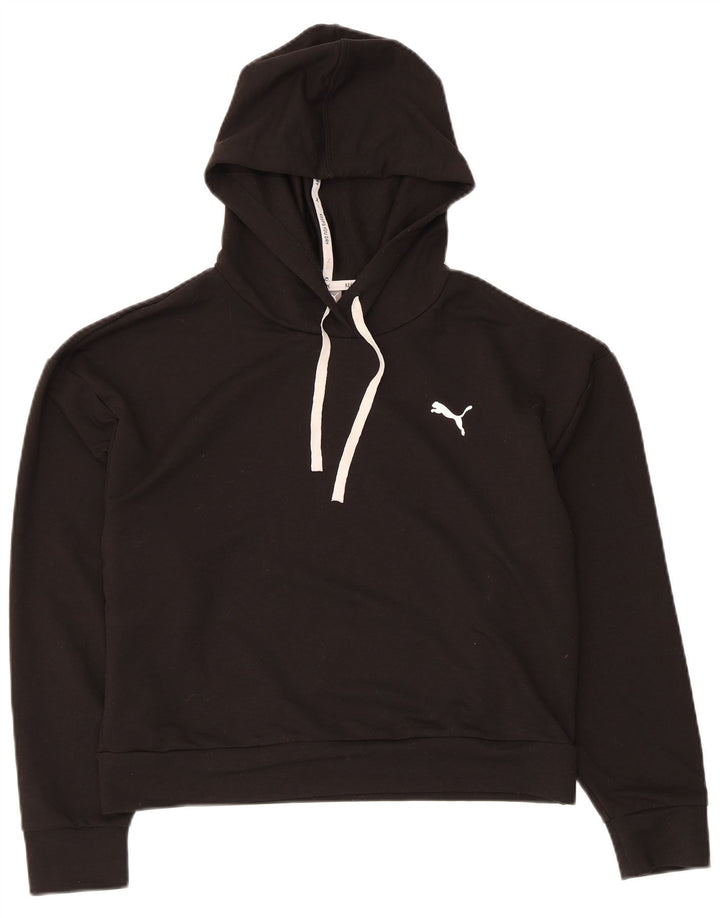 PUMA Felpa con cappuccio oversize corta da donna UK 10 Small Poliestere nero
