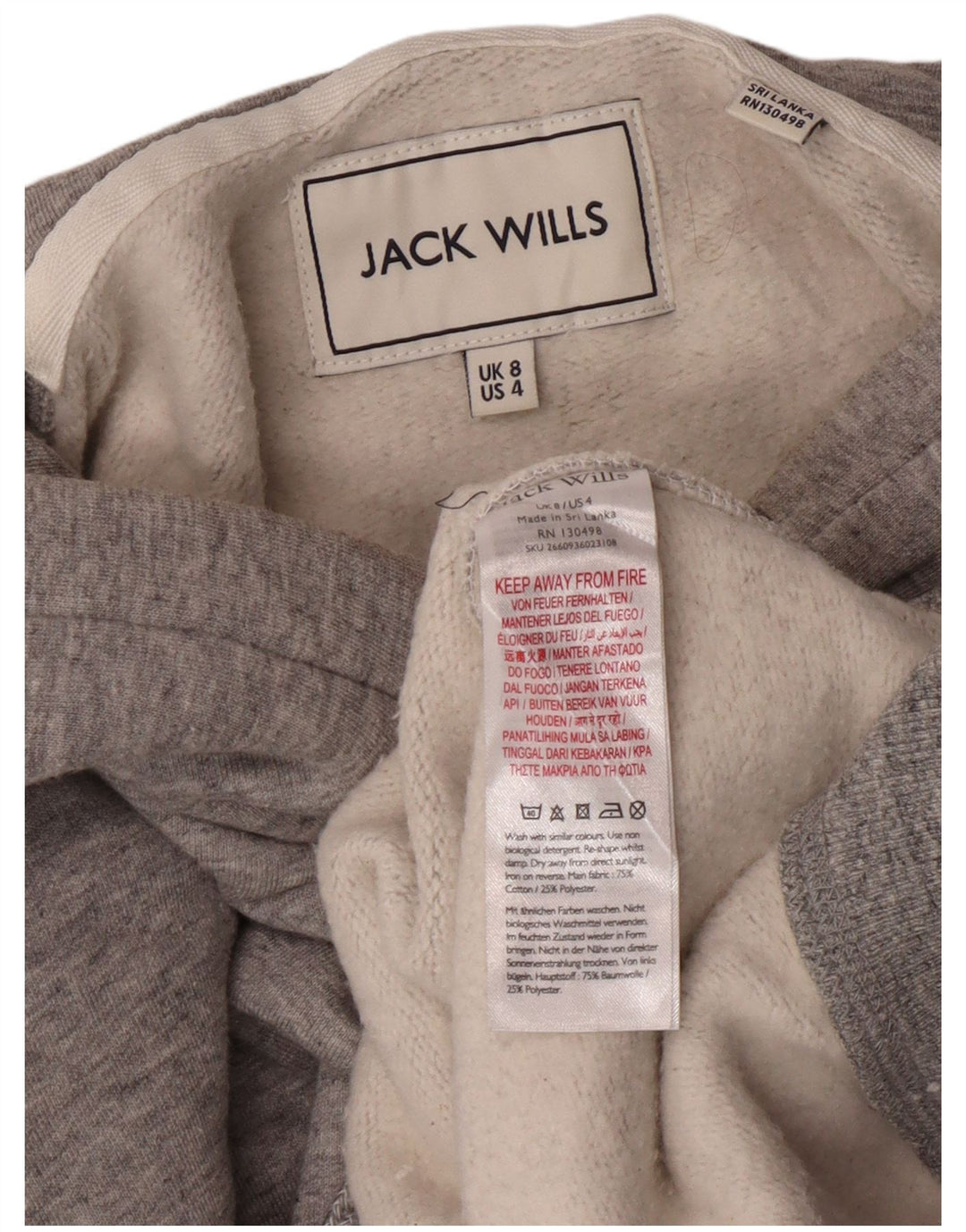 Maglione con cappuccio da donna Jack Wills UK 8 piccolo cotone grigio