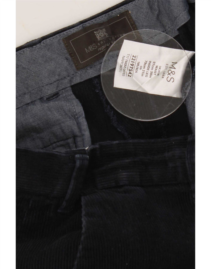 Pantaloni in velluto a coste vestibilità regolare Marks & Spencer da donna W38 L31 Blu Navy