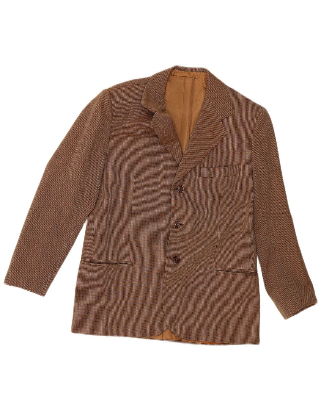 Giacca blazer vintage da uomo a 3 bottoni UK 36 piccola classica a righe marroni