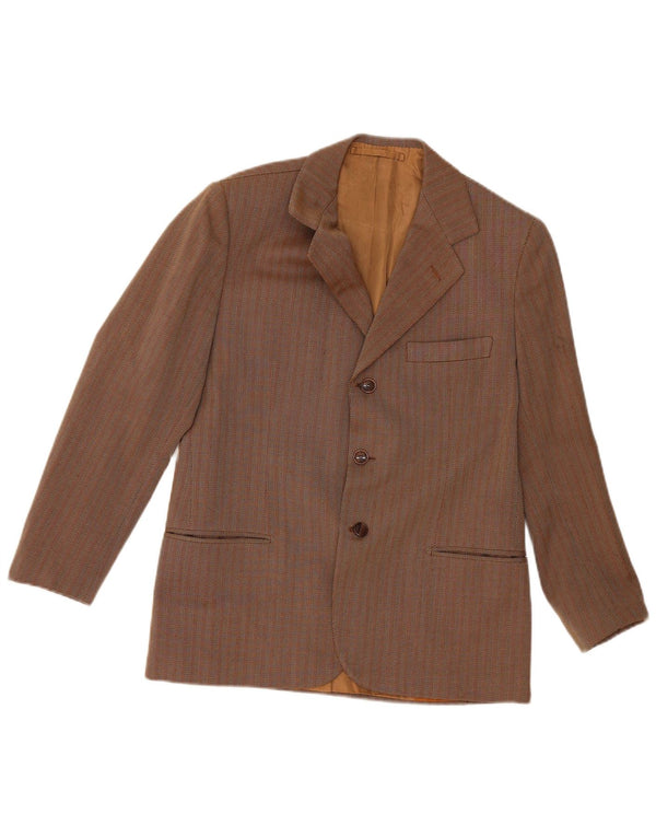 Giacca blazer vintage da uomo a 3 bottoni UK 36 piccola classica a righe marroni