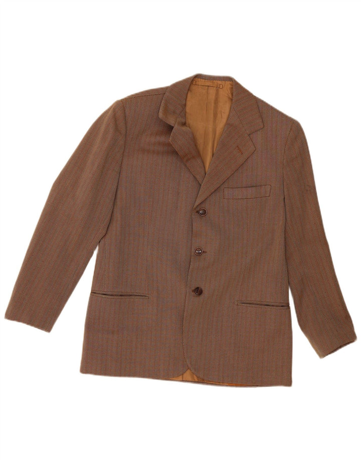 Giacca blazer vintage da uomo a 3 bottoni UK 36 piccola classica a righe marroni