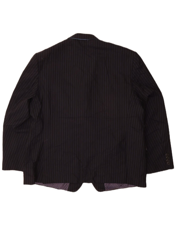 Giacca blazer a 2 bottoni da uomo Marks & Spencer UK 48 4XL Gessato blu navy