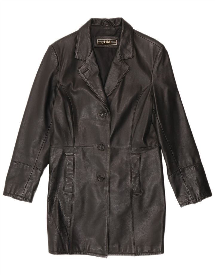 Cappotto in pelle vintage da donna EU 38 medio nero