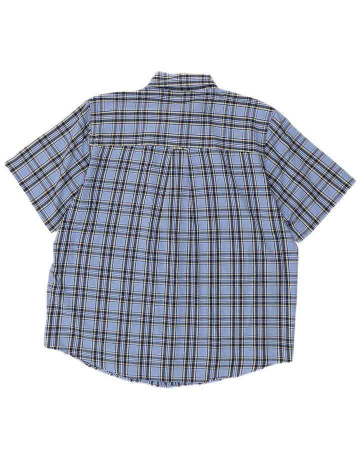 Chaps Camicia a maniche corte da uomo in cotone a quadri blu grandi