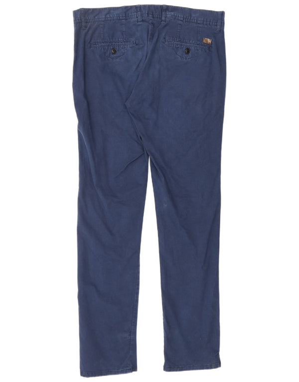Pantaloni chino slim da uomo ZARA EU 44 Large W36 L33 cotone blu navy