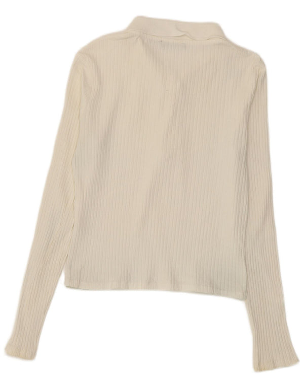 Polo corta a maniche lunghe da donna Zara UK 14 grande bianca