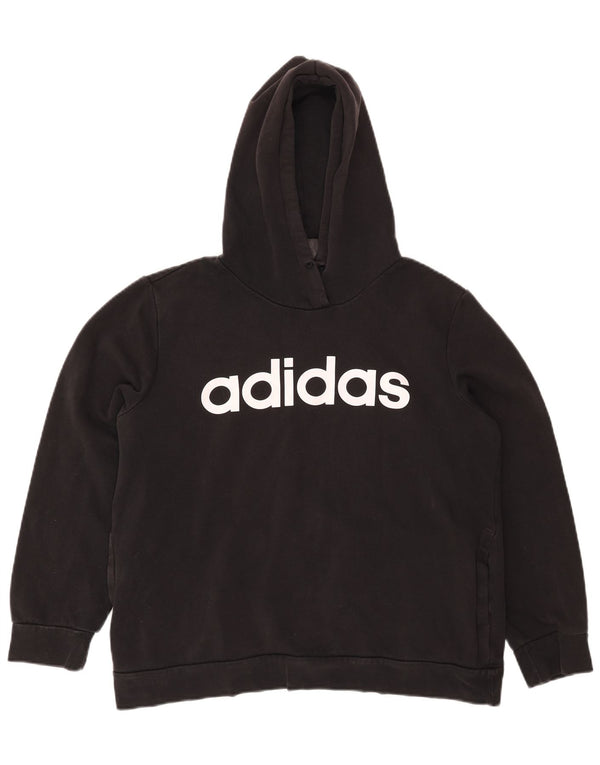 Felpa con cappuccio oversize con grafica Adidas da donna UK 20/22 XL Cotone nero