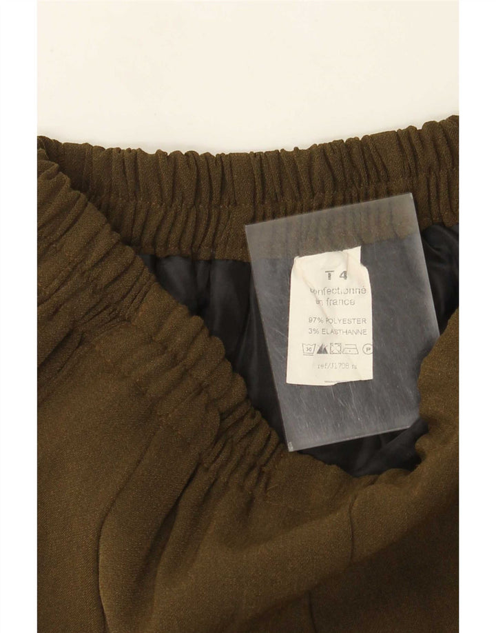 Gonna a trapezio da donna vintage W28 poliestere kaki medio
