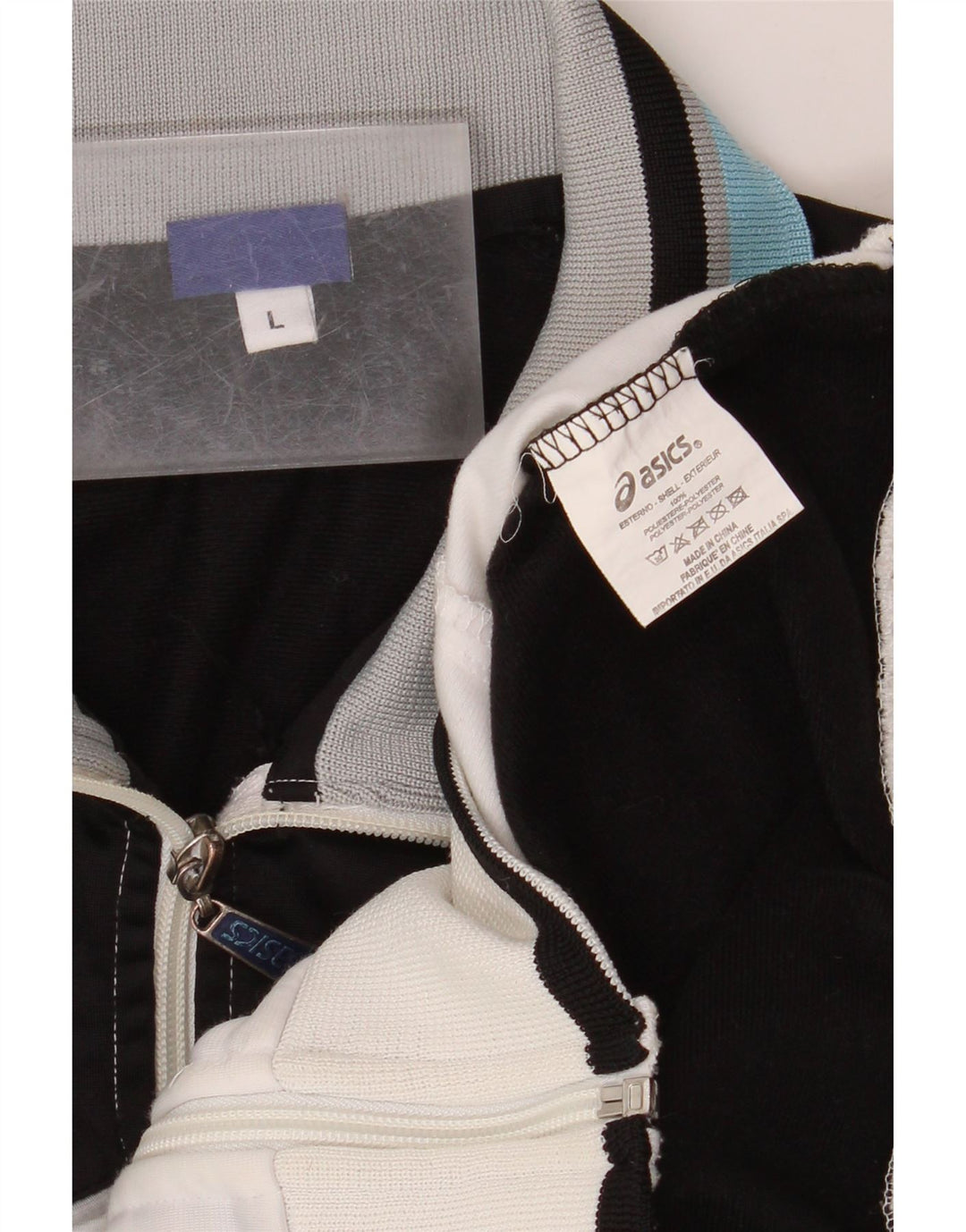 Giacca da tuta da uomo ASICS, giacca grande, in poliestere color block bianco