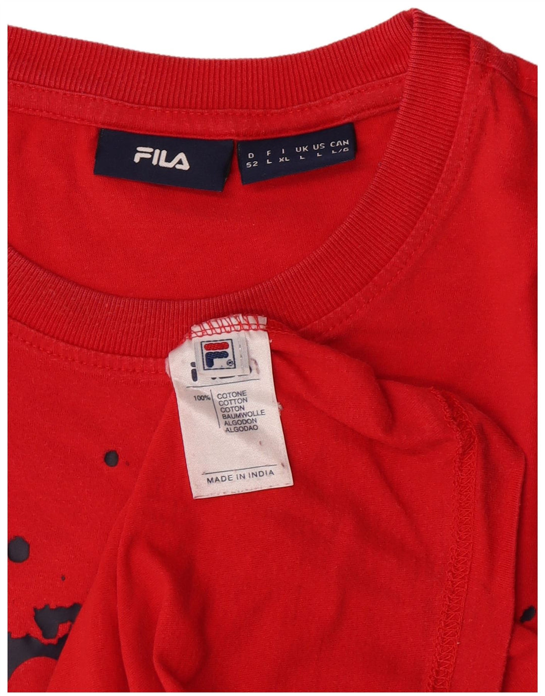 T-shirt grafica da uomo Fila Top grande in cotone rosso