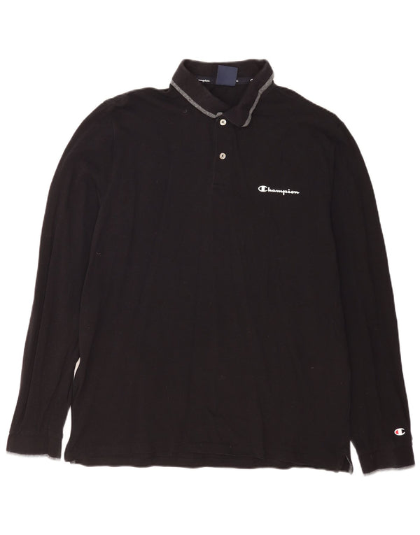 Polo da uomo a maniche lunghe Champion 2XL cotone nero