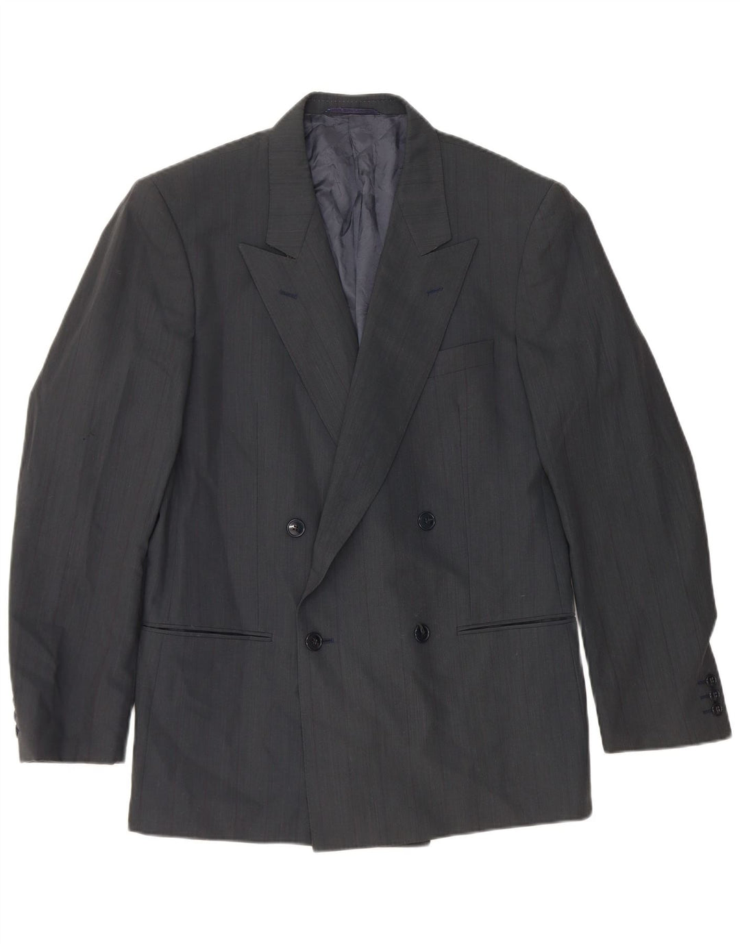 Giacca blazer doppiopetto da uomo Mario Zegna IT 48 medio blu navy in lana