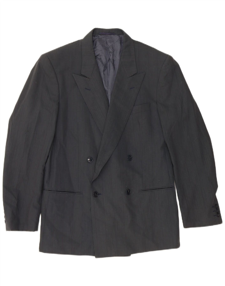 Giacca blazer doppiopetto da uomo Mario Zegna IT 48 medio blu navy in lana