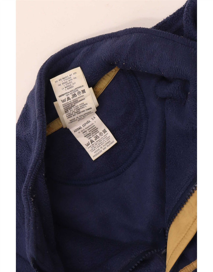 Maglione in pile da uomo con zip e collo Adidas UK 40/42 medio poliestere blu navy