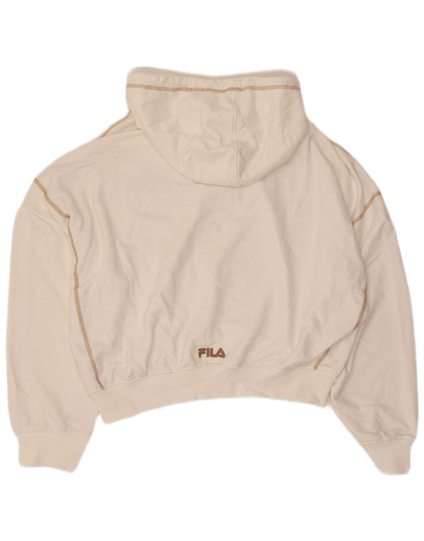 Maglione con cappuccio oversize corto da donna Fila UK 16 grande cotone bianco