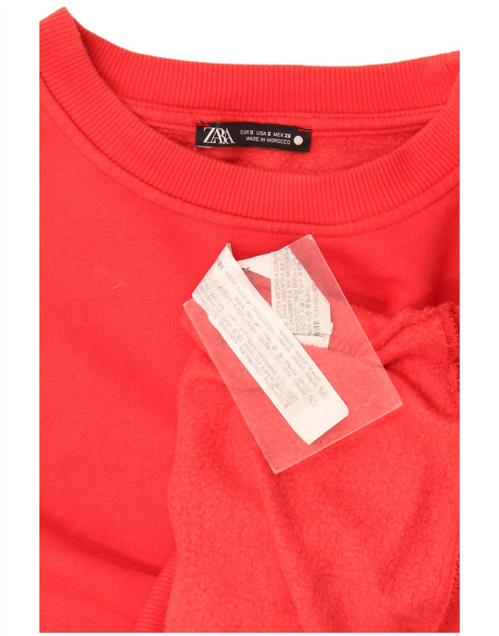 Felpa Zara da donna, maglione UK 14, cotone rosso medio
