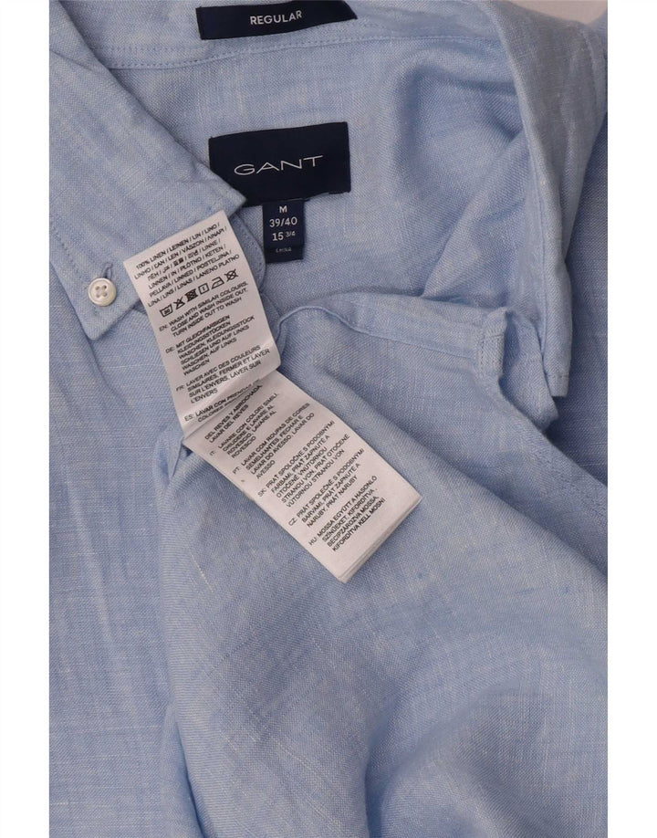 Gant Camicia da uomo vestibilità regolare taglia 39/40 15 1/2 lino blu medio