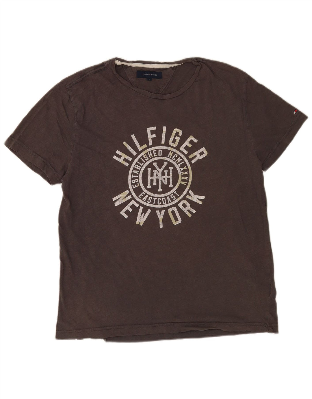 T-shirt grafica da uomo Tommy Hilfiger Top grande in cotone grigio
