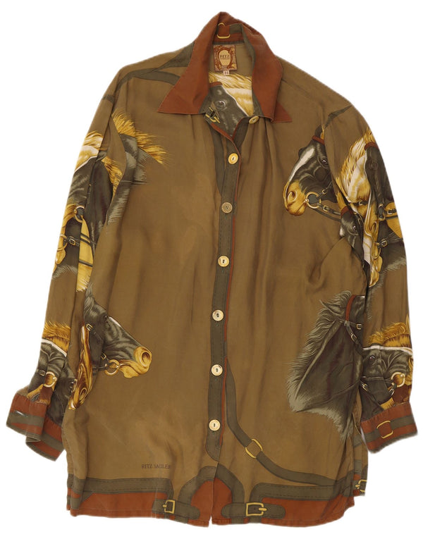 Abito camicia da equitazione da donna Ritz Saddler IT 44 medio kaki stampa animalier