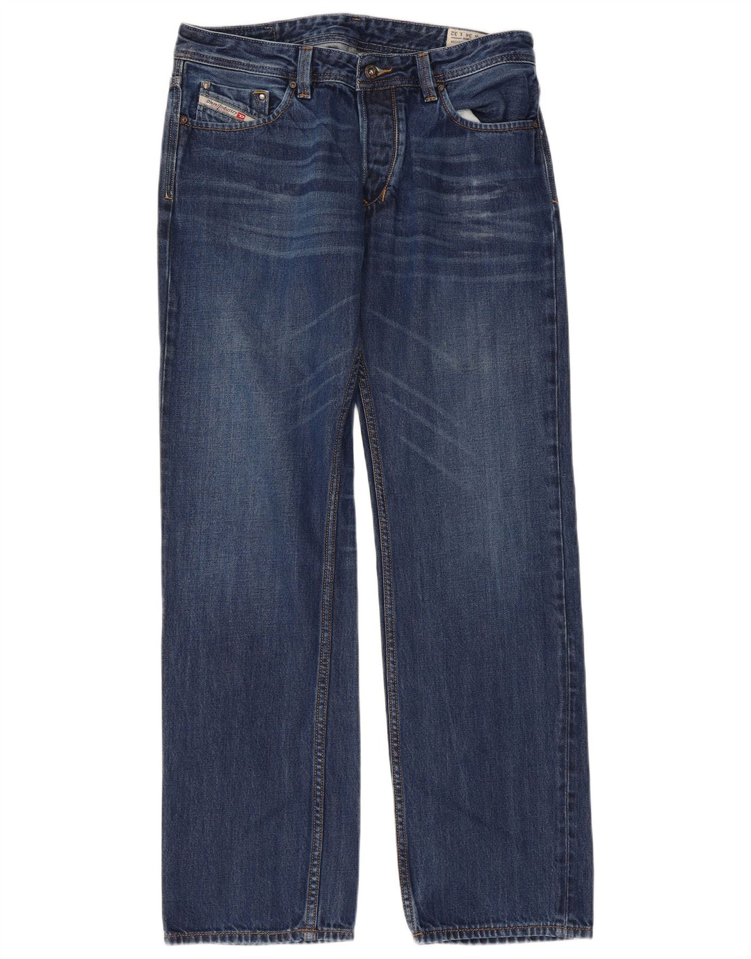 DIESEL Jeans dritti da uomo Larkee vestibilità regolare W34 L32 cotone blu