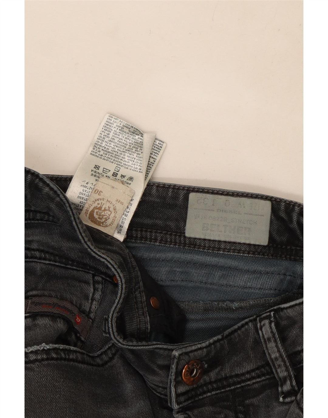 Jeans slim regolari Belther da donna Diesel W30 L30 cotone grigio