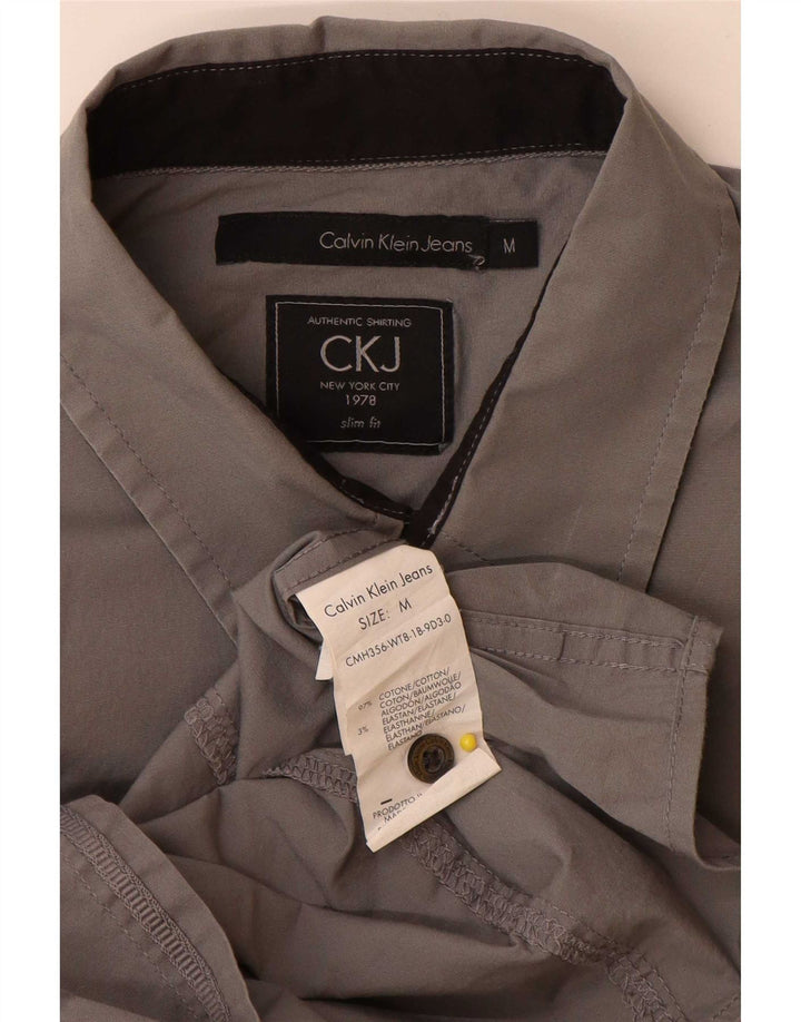 Camicia slim fit da uomo Calvin Klein Jeans in cotone grigio medio