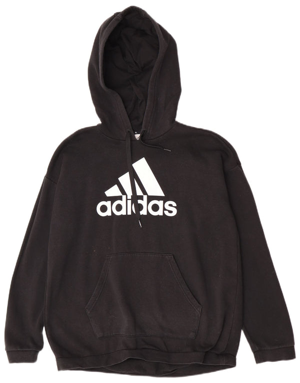Maglione con cappuccio oversize grafico da donna Adidas UK 12/14 Cotone nero medio