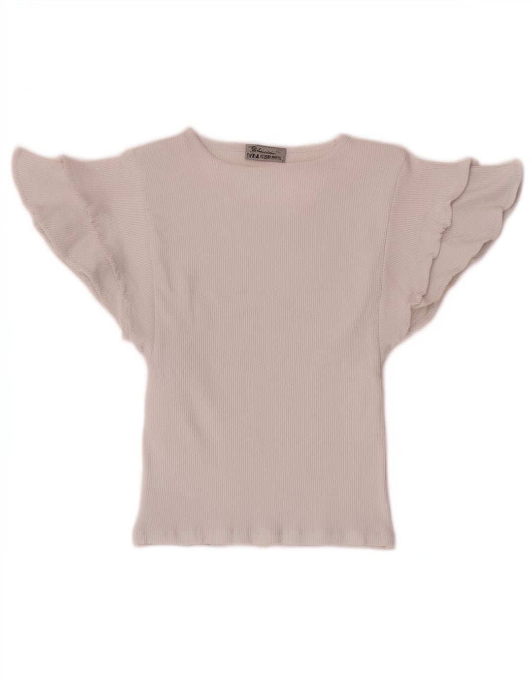 Top corto a pipistrello corto da donna Zara UK 8 piccolo cotone bianco