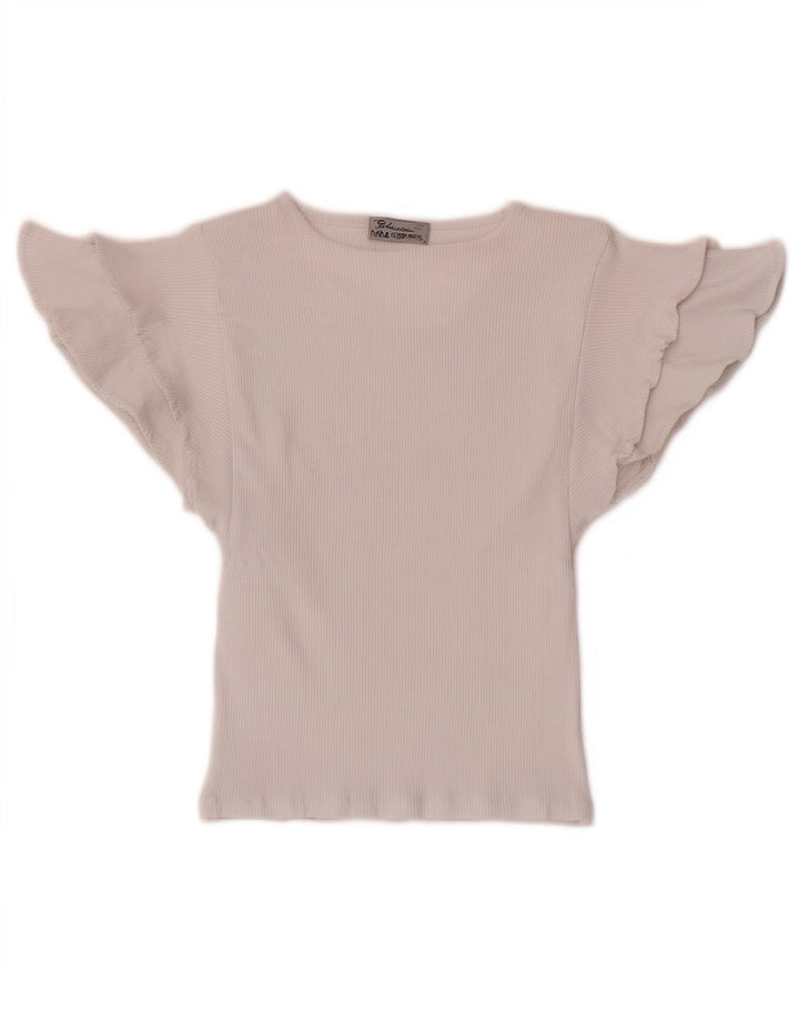 Top corto a pipistrello corto da donna Zara UK 8 piccolo cotone bianco