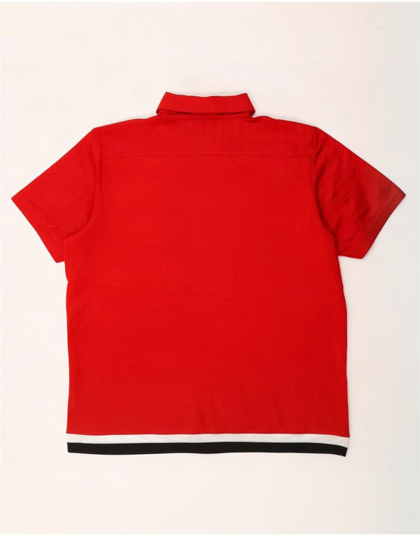 Polo Adidas Climalite da uomo XL color block rosso