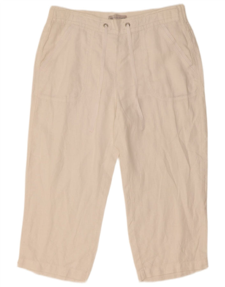 Pantaloni capri dritti da donna Marks & Spencer W32 L21 Lino bianco