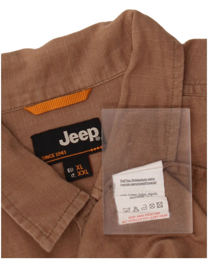 JEEP Camicia a maniche corte da uomo XL in cotone a quadri marrone