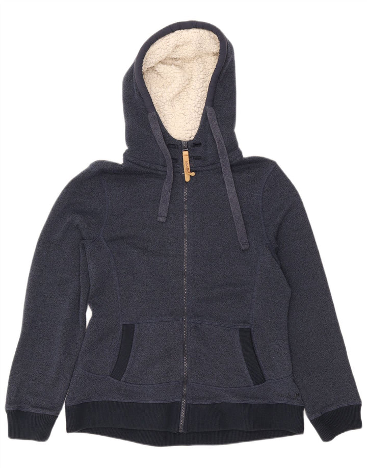 Maglione con cappuccio e zip da donna Weird Fish UK 14 Grande poliestere blu navy