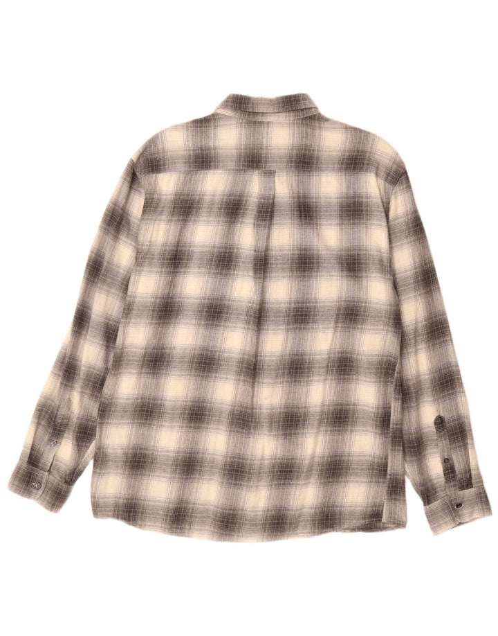 MARKS & SPENCER Camicia da uomo in flanella vestibilità regolare, cotone a quadri grigi grandi