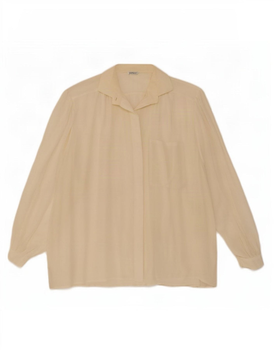 Camicetta camicia oversize da donna vintage UK 20 2XL seta bianco sporco