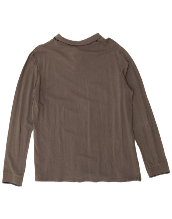 Polo Lee da uomo a maniche lunghe vestibilità regolare XL in cotone grigio