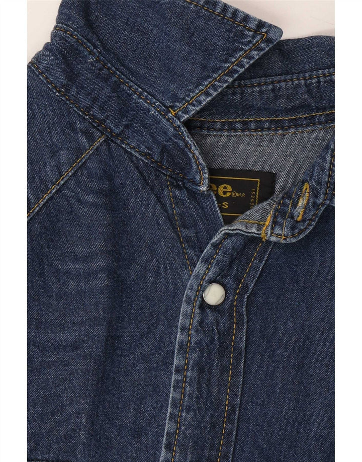 Lee Camicia in denim western da uomo piccola in cotone blu