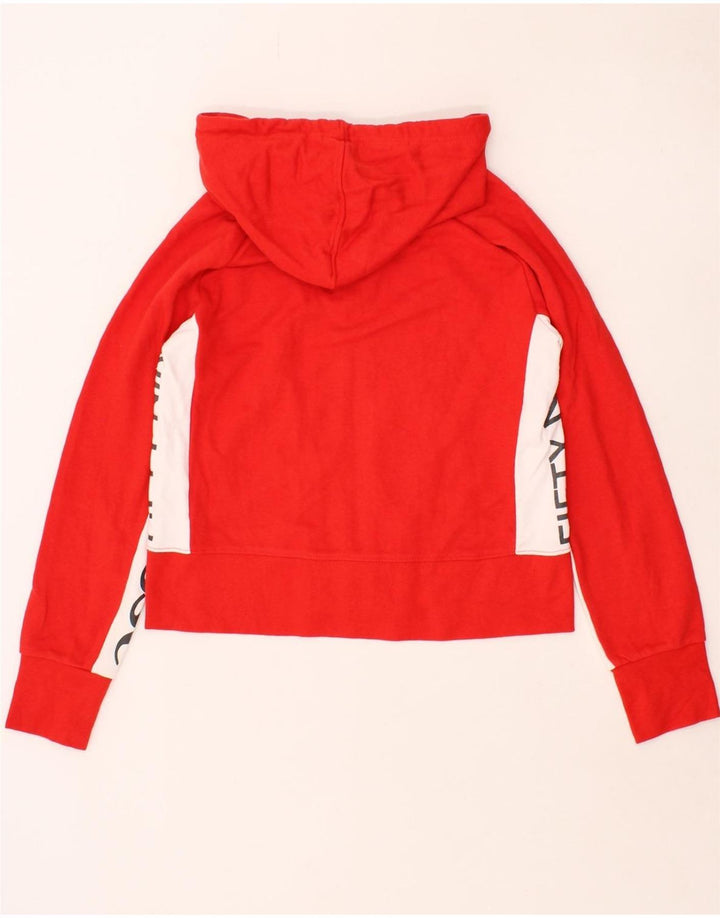ELLESSE Womens Graphic Zip Hoodie Sweater UK 14 Medium Red Colourblock Vintage Ellesse and Second-Hand Ellesse from Messina Hembry 