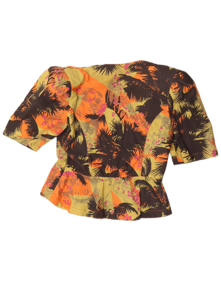 Camicetta camicia da donna con motivo astratto VINTAGE UK 14 media multicolore