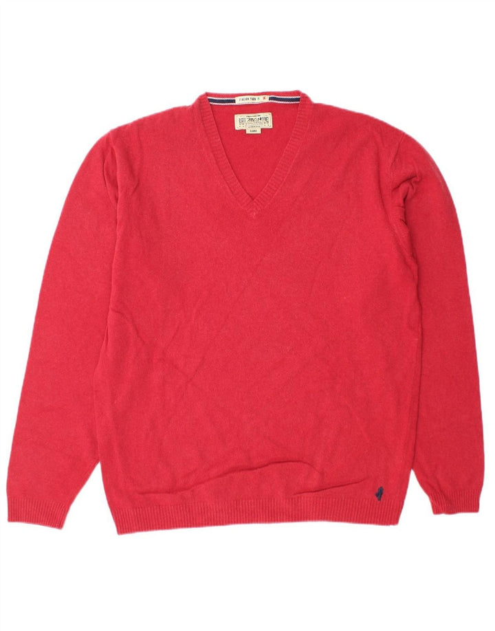 MARLBORO CLASSICS Mens Rugged & Refined V-Neck Jumper Sweater XL Red