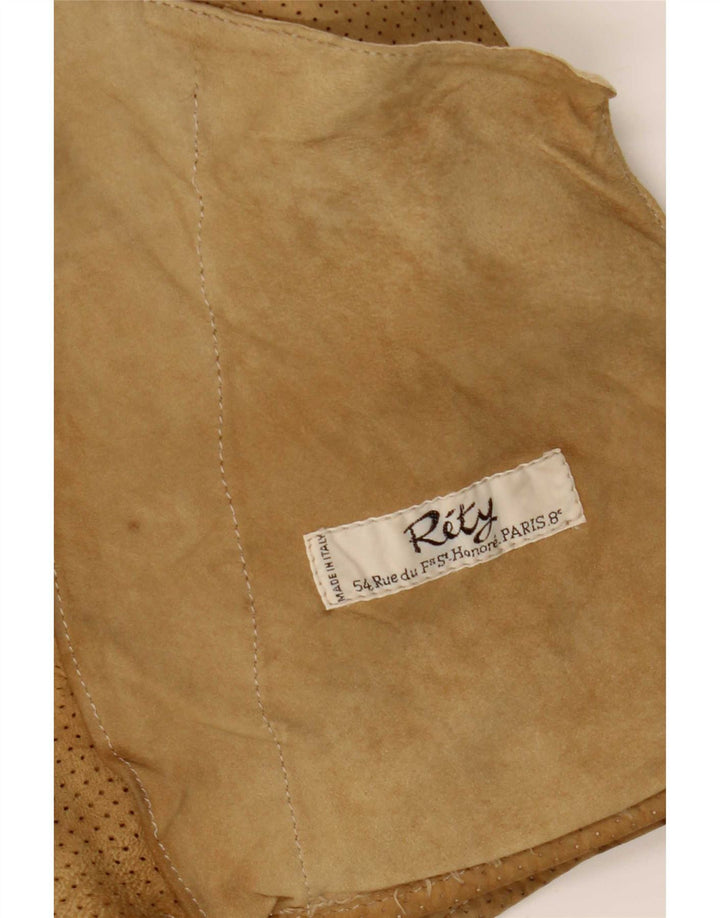 Giacca vintage in pelle scamosciata da uomo UK 34 XS Beige