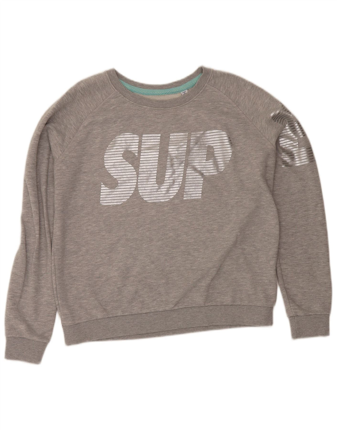 Felpa con grafica da donna Superdry Maglione UK 16 Large Grey Flecked