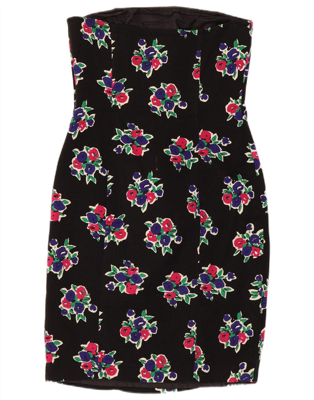 Abito senza spalline da donna Max Mara UK 12 Cotone floreale nero medio